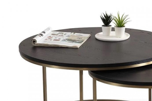  Couchtische 2-teilig oben und unten Messing-Metallbeine hochwertiges Wohnzimmer
