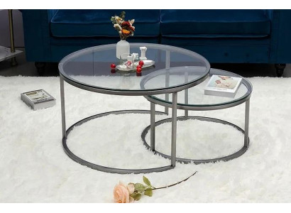  Couchtische 2 Teile Glas Tischplatte Metall goldfarbene Wohnzimmermöbel