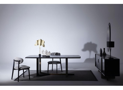  Esszimmer 7tlg. Set Esstisch Sideboard Spiegel 4x Stühle Modern Design