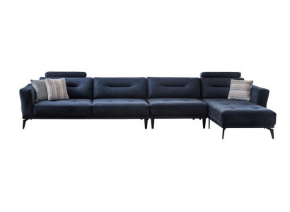  Massive Wohnzimmer L-Form Dunkelblau Ecksofa Modern Luxus Design