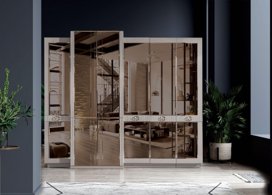  Modern Schlafzimmer Set Bett 2x Nachttischе Kleiderschrank Schminktisch