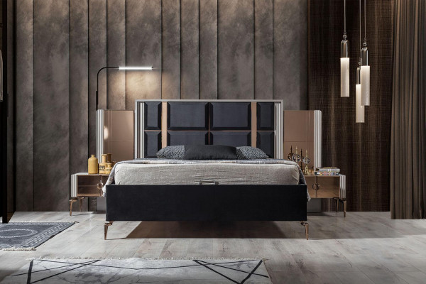  Modern Schlafzimmer Set Bett 2x Nachttischе Kleiderschrank Schminktisch