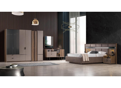  Exquisites Schlafzimmer-Set Bett 2 Nachttische Schminktisch Schrank neu