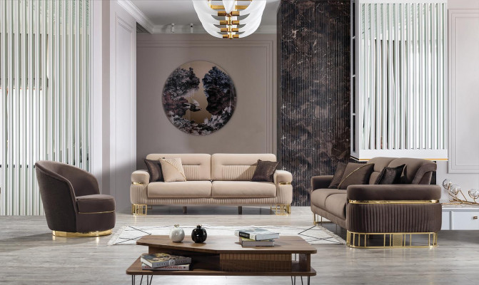  Luxus Wohnzimmer Set 3tlg. Luxus Sofagarnitur 3 + 3+ 1 Sitzer Neuheit