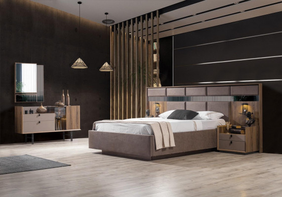  Modern Schlafzimmer Set Perfekte Bett 2x Nachttische und Schminktisch