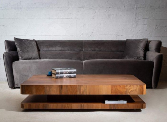  Industrial Design: Braun Couchtisch mit Holzplatte für das Wohnzimmer