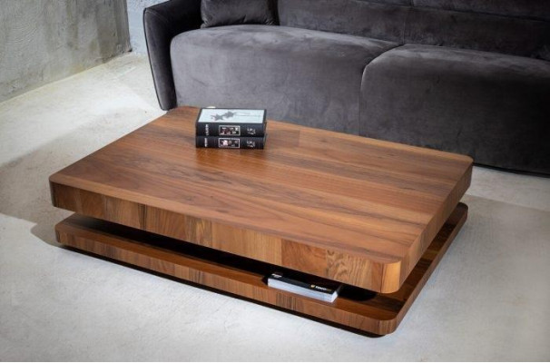  Industrial Design: Braun Couchtisch mit Holzplatte für das Wohnzimmer