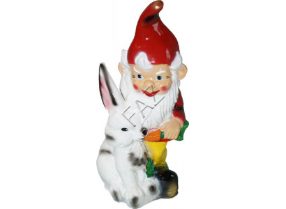 Design Zwerg mit Kaninchen Figur Garten Statue Skulptur Figuren Skulpturen  Neu