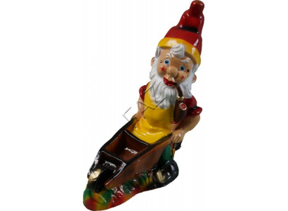 Design Zwerg mit Schubkarre Figur Garten Statue Skulptur Figuren Skulpturen Neu
