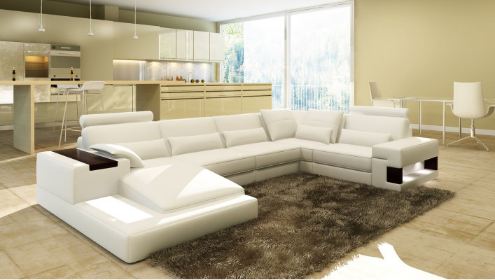 Moderne Designer Ecksofa U Form Wohnlandschaft Couch Sofas Polster