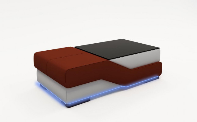 Designer Glastisch Tisch Polster Modern Wohnzimmer Leder Couch Sofa