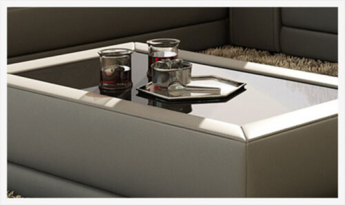 Sofatisch Glas Design Kaffee Tisch Wonzimmer Leder Couch Dekor Beistell