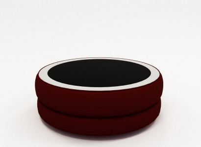 Runder Rund Wonzimmer Glas Tisch Polster Beistell Modern Leder Sofatisch