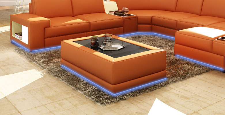 Luxus Couchtische Polser Leder Designer Wohnzimmer Beistelltisch Tische