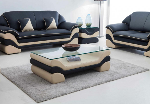 Klassischer Luxus Designer Couchtisch Sofa Wohnzimmer Tisch Leder