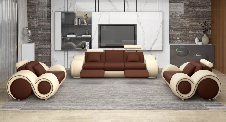 Design Wohnzimmer Polster Set Sofagarnitur Leder Couch Sitz Garnituren