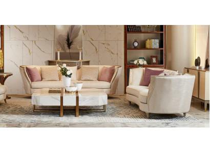 Komplett Set Sofagarnitur 4+4 Sitzer Designer Wohnlandschaft 2 tlg. Massivholz