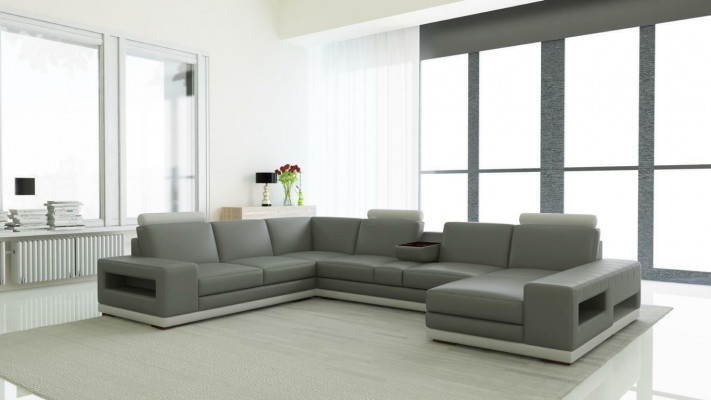 Ledersofa Couch Wohnlandschaft U-Form Design Modern Sofa 5154