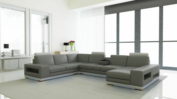 Ledersofa Couch Wohnlandschaft U-Form Design Modern Sofa 5154