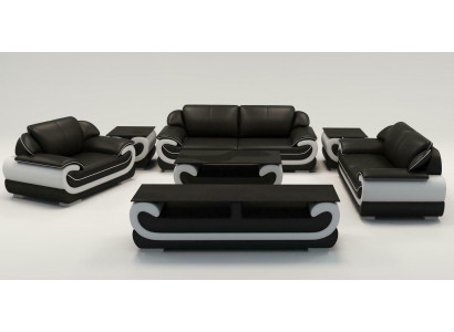 Sofagarnitur Klassische Polster Sitz Leder Garnitur Komplett Set 3+2+1 Sitzer