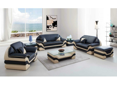 Klassische Couch Polster Sofagarnitur 3+2+1 Komplett Set Leder Sofas