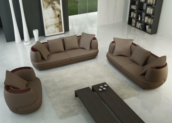 Luxus Design Sofagarnitur Klassische Leder Couch Polster Sitz Set Sofa