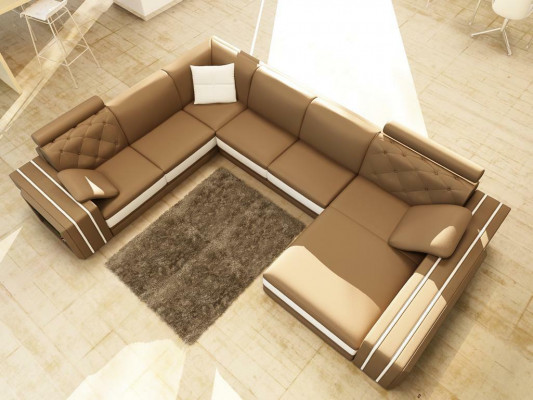 XXL Big Wohnzimmer Sofa Ecksofa Eck Couch Sitz Garnitur Leder Sofas