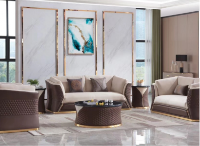 Sofagarnitur 3+2+1 Sitzer Ledersofa Couch Deko Wohnlandschaft Garnitur