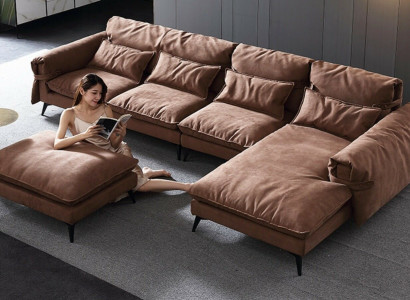 Wohnlandschaft L-Form Modern Braun Design Sofas Ecksofa Polsterung