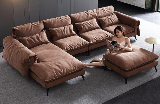 Wohnlandschaft L-Form Modern Braun Design Sofas Ecksofa Polsterung