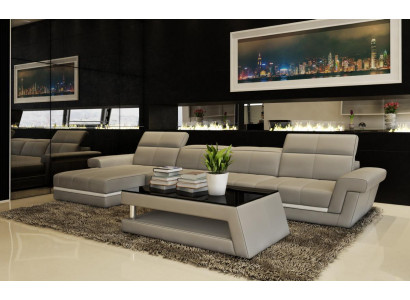 Ledersofa Couch Wohnlandschaft L-Form Design Modern Sofa 5136B Sofas