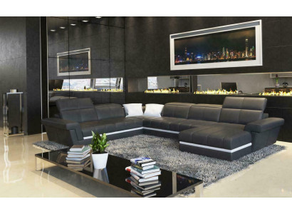 Ledersofa Couch Wohnlandschaft U-Form Design Modern Sofas Couchen