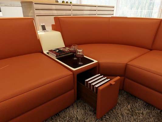 Ledersofa Couch Wohnlandschaft U-Form Design Modern Sofa 5103 Sofas