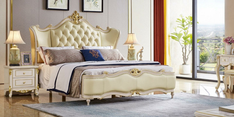Bett Design Hotel Polster Betten Schlafzimmer Doppel Chesterfield Massivholz