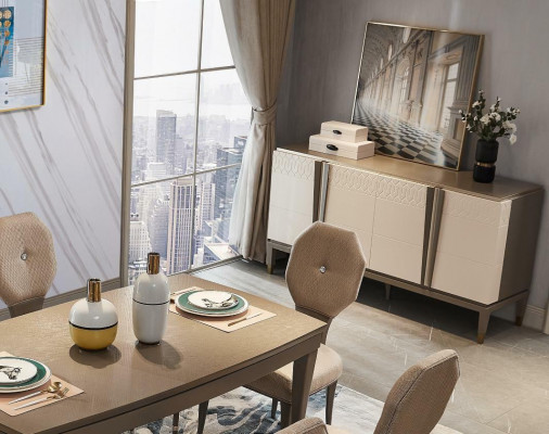 Esstisch Gruppe Garnitur Esszimmer Tisch Wohnzimmer Holz Design Tische