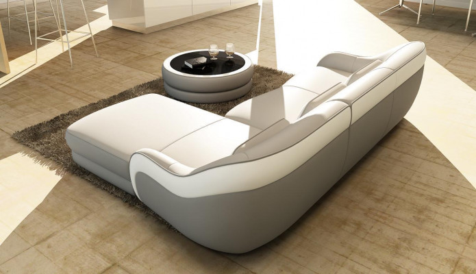 Designer Ledersofa Ecksofa Polster Eck Couch Sitz Eck L Form Garnitur Sofa Neu