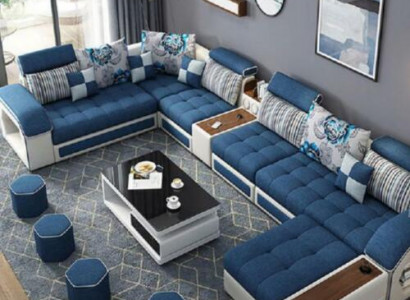 Ecksofa U-form Polster Modern Relax Sitz Luxus Möbel Wohnlandschaft Sofa Couch