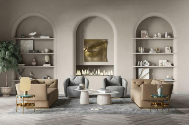 Sofagarnitur 2+2 Sitzer Sofa Wohnlandschaft Sitz Design Couch Lounge Sofa Textil