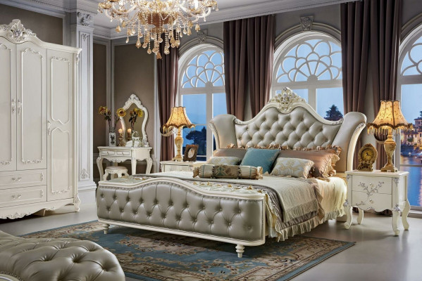 Bett Polsterbett Holz Luxus Chesterfield Leder Betten Schlafzimmer Massivholz