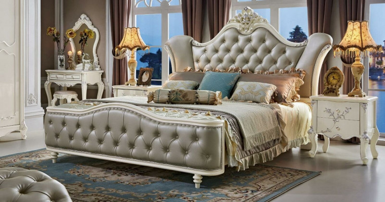 Bett Polsterbett Holz Luxus Chesterfield Leder Betten Schlafzimmer Massivholz