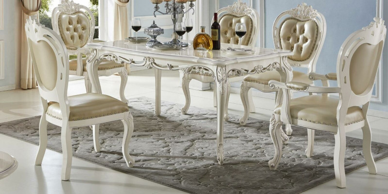 Chesterfield Barock Stil x4-er Stuhl-Set Designer Esszimmer Lederstühle