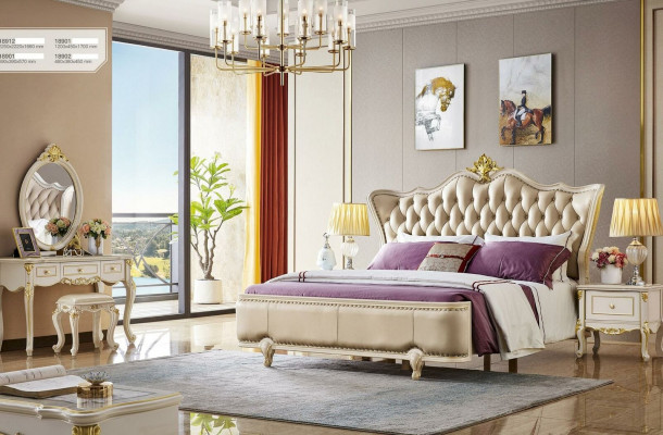 Luxus Bett Chesterfield Betten Leder Königliches Palast Doppelbett Massivholz