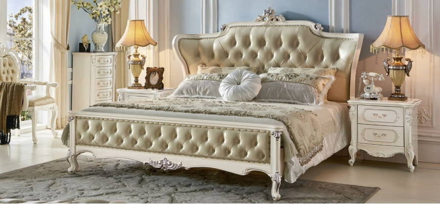 Chesterfield Schlafzimmer Sets 6tlg. Köngliche Barock Möbel Bett Massivholz