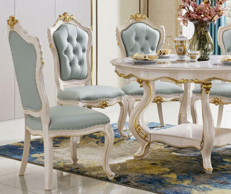 Klassischer Esstisch Massivholz Esszimmer Garnitur 6x Stuhl Set Stühle Lehn 7tlg