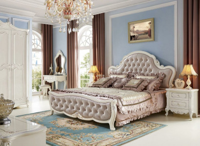 Bett Nachttisch Schminktisch Schlafzimmer Hocker Set 6 tlg. Massivholz