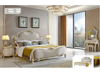 Bett Polster Betten Luxus Leder Hotel Schlaf Zimmer Doppel Massivholz Neu