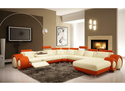 Multifunktions Ledercouch Couch Sofa Polster Ecksofa Moderne XXL Big