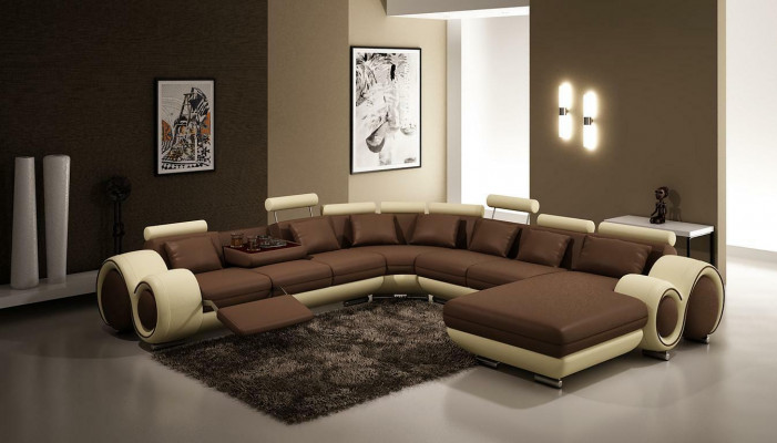 Multifunktions Ledercouch Couch Sofa Polster Ecksofa Moderne XXL Big
