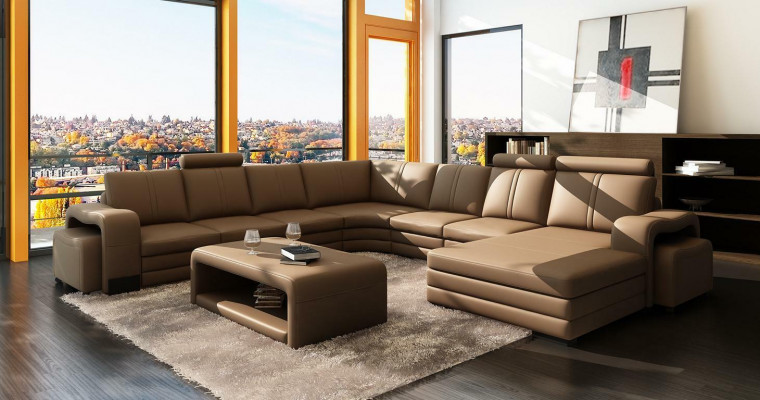 XXL Multifunktions Ledercouch Couch Big Sofa Polster Dekor Ecksofa Moderne