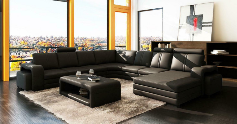 XXL Multifunktions Ledercouch Couch Big Sofa Polster Dekor Ecksofa Moderne